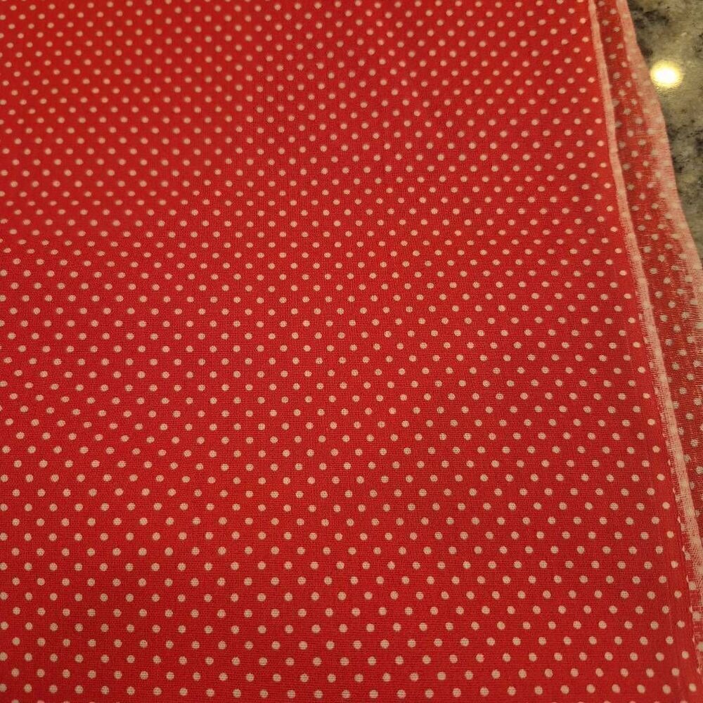 Fabric, Red & White Stiff Cotton Small Polka Dot 45" wide x 2 yds